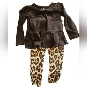 Okie Dokie Matched Set For Toddler Leopardskin Leggings And Top Size 18 Months